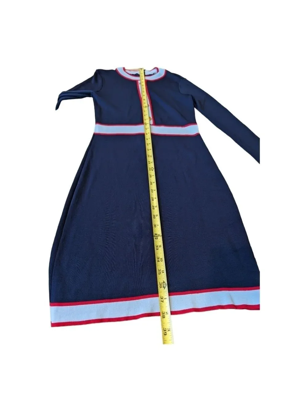 Alexia Admor Betty Red, Lte Blue & Navy color block knit dress Size Medium EUC - Picture 6 of 10